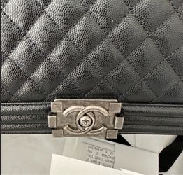 Black Boy Bag Black Caviar Leather