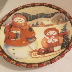 Vintage Studio 33 Snowmen Christmas/Holiday Ceramic Plate
