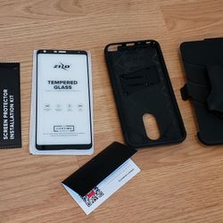 Zizo Bolt Series Case for Lg Stylo 4 W/ Belt Clip holster stand Black