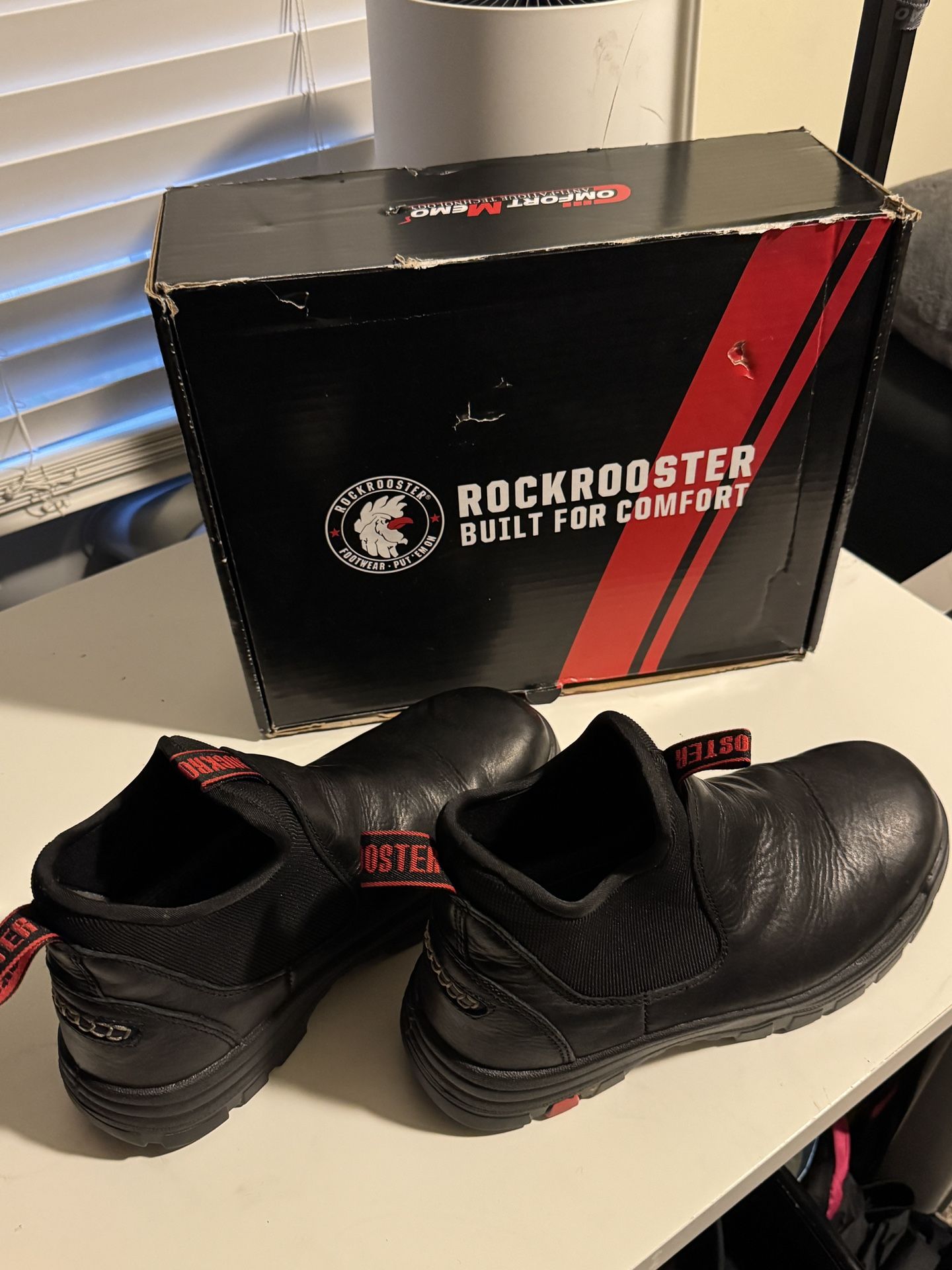 ROCKROOSTER Men's Wide Work Boots, 6 inch Waterproof EH Protective Slip On Boots