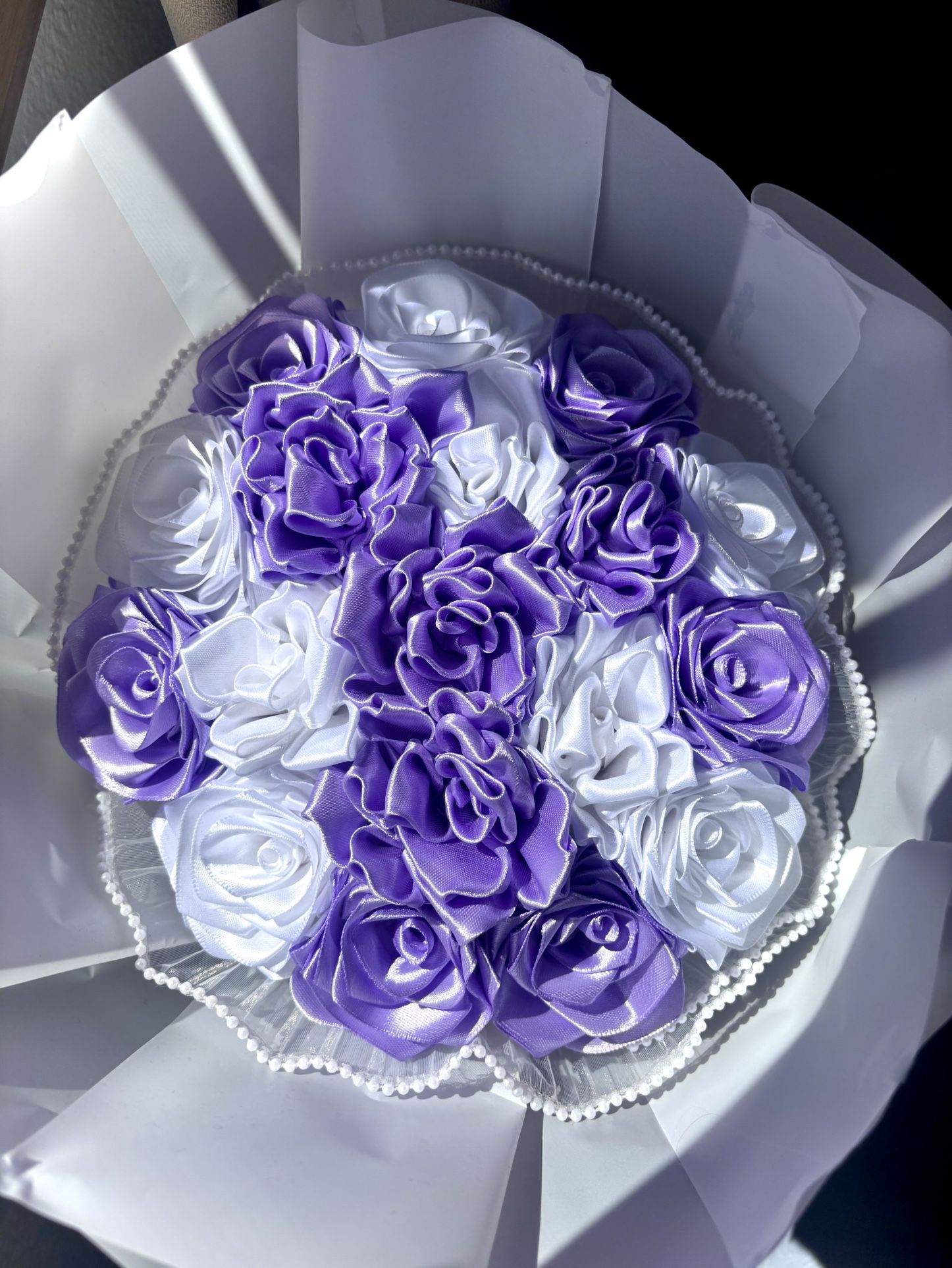 Purple & White Dahlia/Rose Bouquet