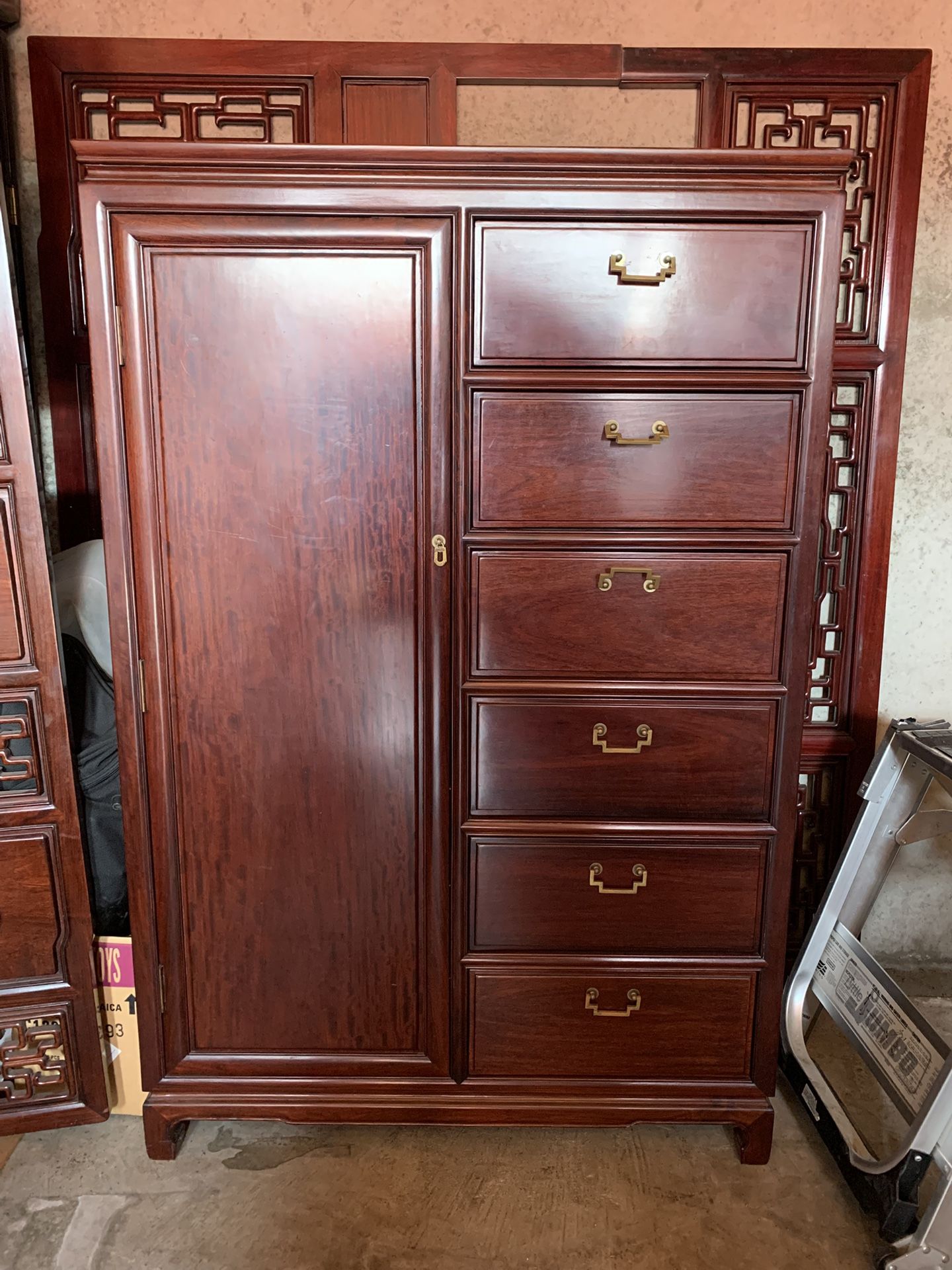 Antique Chinese Drawer / Wardrobe Combo with Brass Hardware