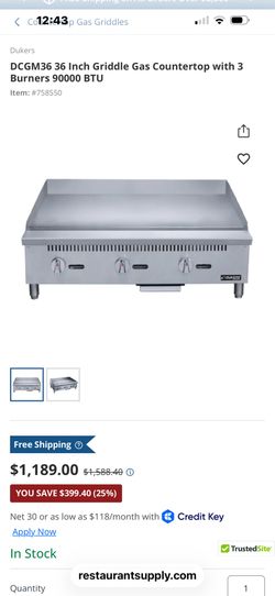 36 inch Dukers flat top grill