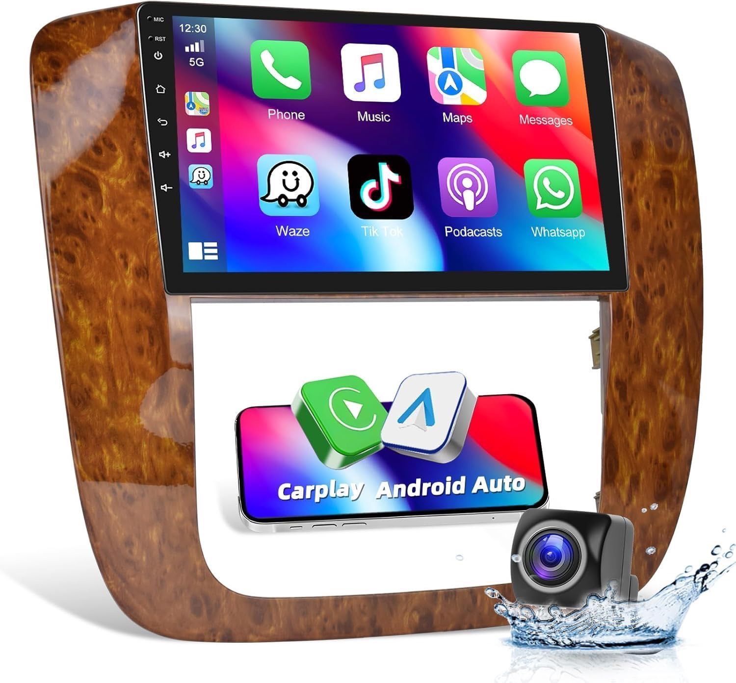 Podofo 2+64G Wireless CarPlay Car Stereo Radio for GMC Yukon Chevrolet Chevy Sil