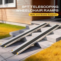 8FT Adjustable Wheelchair Ramp Telescoping Ramps for Wheelchairs