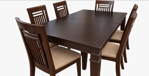 Dark Espresso Dining Set 8 chairs & Extension leaf