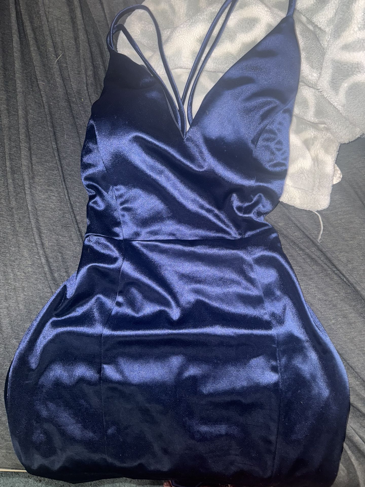 Blue Silk Prom Dress