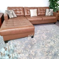 Real Leather Sofa Chaise By Ashley Furniture 💚No Needed Credit Check 💛 $39 Down Payment with Financing