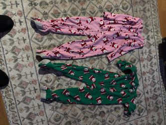 Baby Santa Print Zip-Up Sleepers Set of 2 size 4 & 5