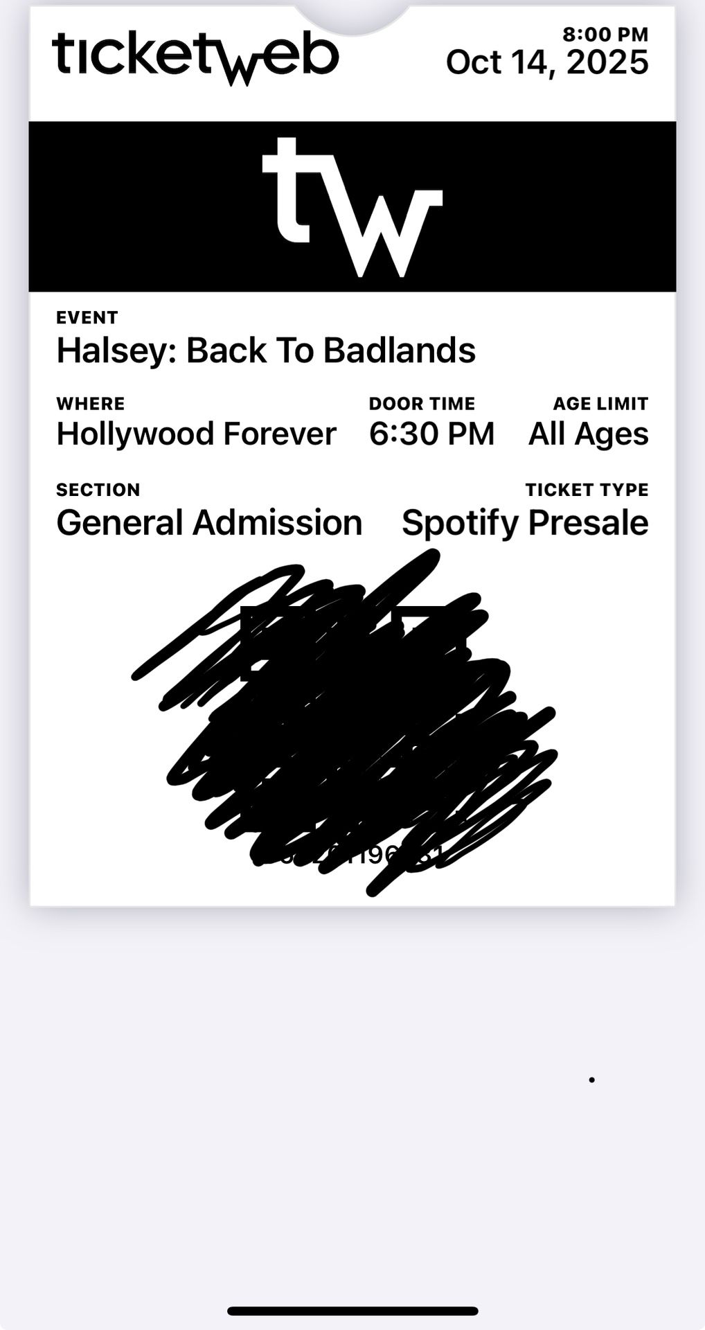 Halsey Concert Ticket- Hollywood Forever Cemetery