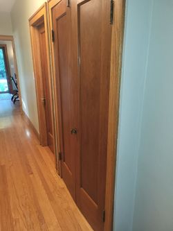 Oak Double Closet Door Unit, 42" (2x 21x80) w/ Jamb, Trim, Hardware