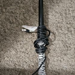 Revive Beauty Clip Free Curling Iron 1" Ceramic Coated Barrel Zebra 