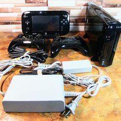 Nintendo Black Wii -U • 32-gb • HDMI • Including 2-Nintendo U-Pro Wireless Controllers • Console / System Pad • Model #-WUP - 101 (02) • All Wires Inc