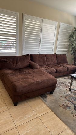 Brown Microfiber Sectional Sofa with Chaise