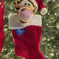 Vintage Disney Winnie The Pooh Tigger 3D Plush Christmas Hanging Stocking 16”