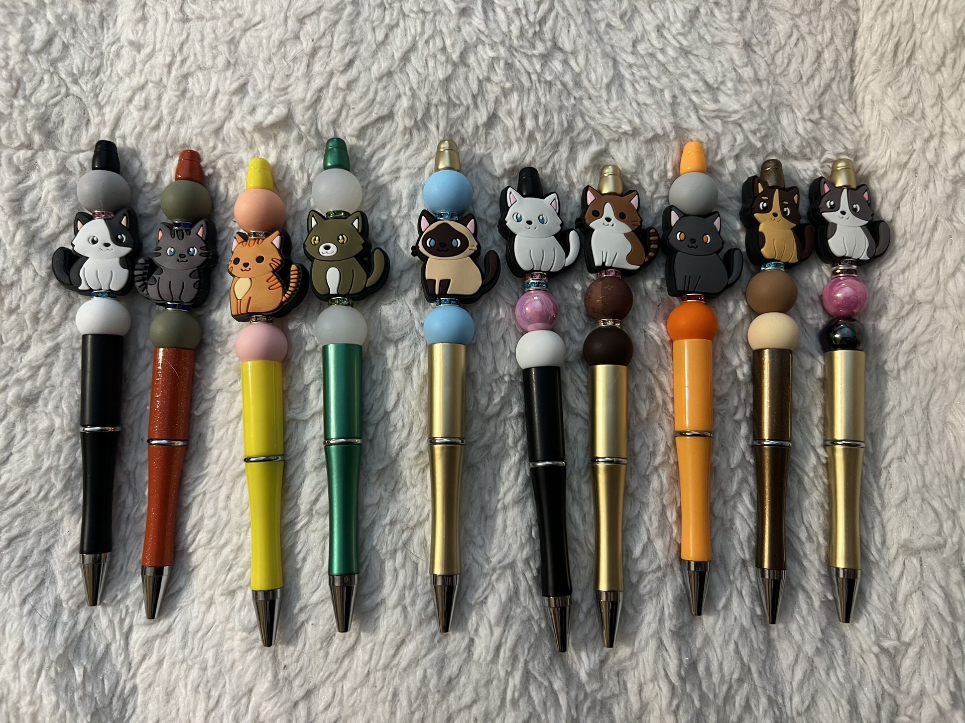 Cat Handmade Beaded Pens gifts stocking stuffers office kids holiday school stationary