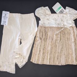 NWT Rare Editions Special Occasion Holiday Tunic Dress Leggings 18m