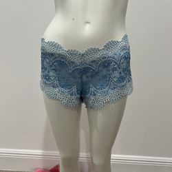 New with Tags Victoria Secret Lt Blue & White Culotte / Boy Short Sz L