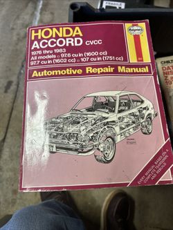 Haynes Repair Manual Honda Accord CVCC 1(contact info removed) 