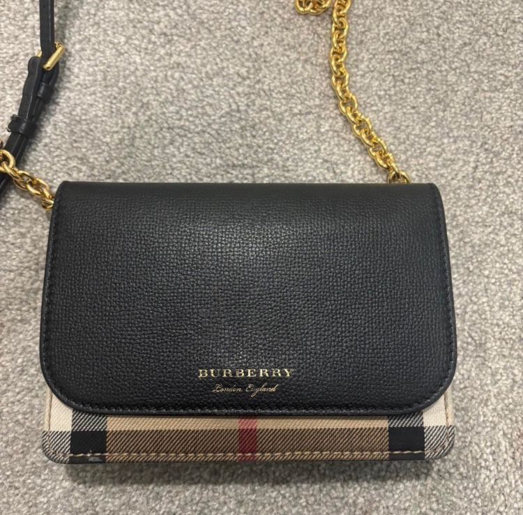 Burberry Check & Leather Crossbody Bag