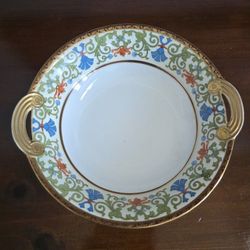 Noritake Nippon - Porcelain handled serving plate with hand-painted floral and scrollwork decoration by Noritake Nippon (C. 1900)
