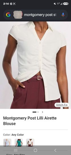 ✨ NWT Montgomery Post Short Sleeve White Blouse - Size Womens Med ✨