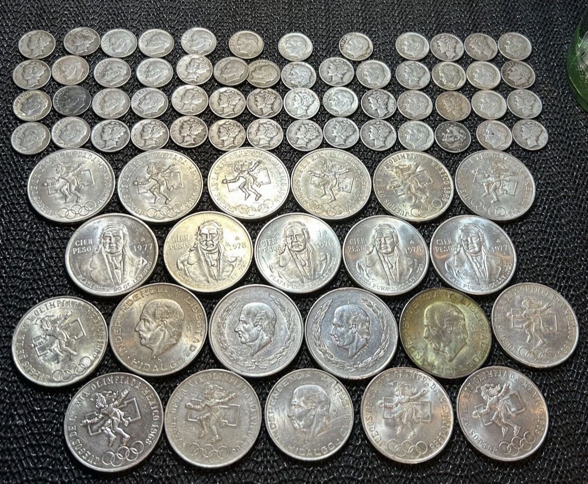 🔥 Silver Coin Lot – Mexican Silver + 90% U.S. Dimes – Almost 17 oz! 🔥