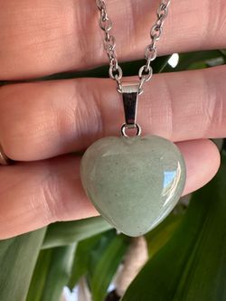 New, beautiful Green Aventurine Crystal heart necklace.