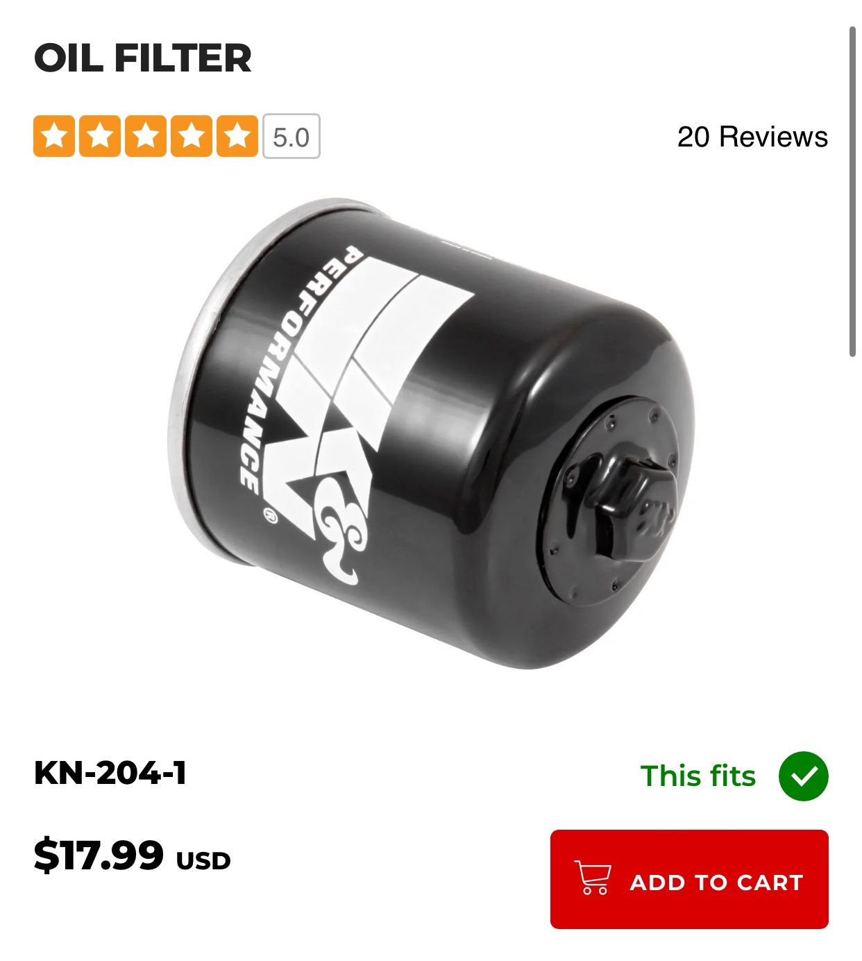 K&N OIL FILTER