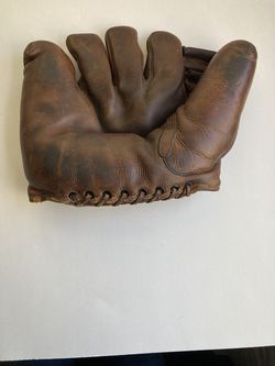 1940s Baseball Mitt Split Finger Glove Button & 3 WEB Genuine Cowhide Right Hand
