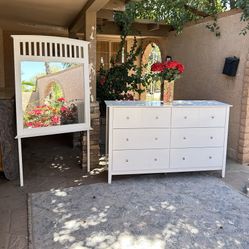 White Dresser + Mirror Set 