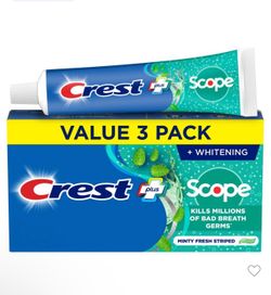 Crest + Scope Complete Whitening Toothpaste, Minty Fresh, 5.4 Oz (Pack of 3)