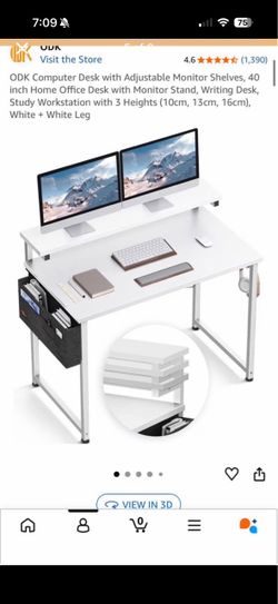 40-Inch Computer Desk with Monitor Shelf