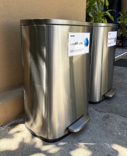 Set of 2 Stainless Steel 13-Gallon Step Trash Cans - Soft Close