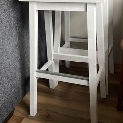 2 Barstools, 24 Inch Tall, White 