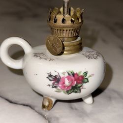 Vintage Miniature Hurricane Oil Lamp Doll House Toys Ceramic