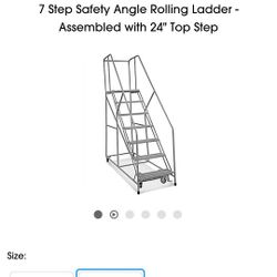 7 Step Safety Angle Rolling Ladder With 24" Top Step