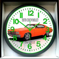 1970 Chevy Chevrolet Chevelle Glow In The Dark Wall Clock New!