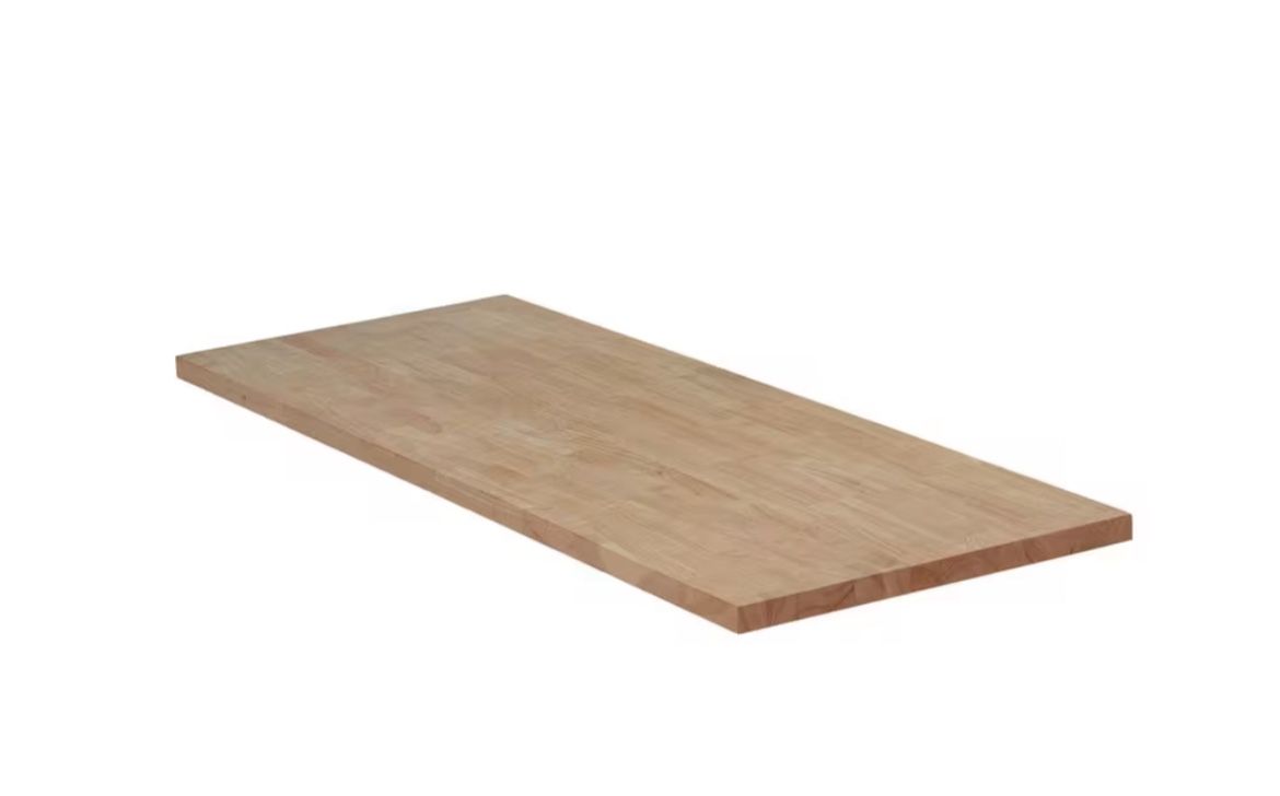 4 ft. L x 25 in. D Unfinished Hevea Solid Wood Butcher Block Countertop with Standard Edge