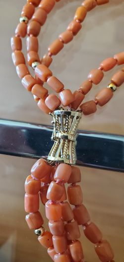 Red Coral Beeds With 14k Solid Gold