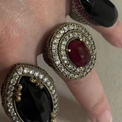 $100 each ring size in the photo gallery vintage large gems in silver brass setting pickup Gaithersburg md20877