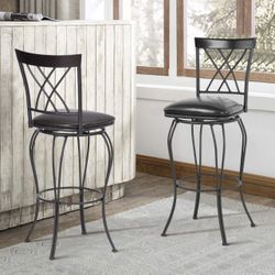 Homy Casa Bar Stools Set of 2, Counter Bar Height Bar Chairs with Backs and Footrest, Armless Swivel Bar Chairs for Kitchen Island, Dining, Living Roo