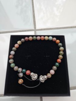 Indian agate bracelet with buhddah charms