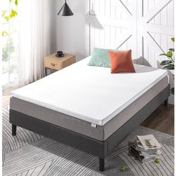 Brand New In The Box ZINUS 2 Inch Ultra Cooling Gel Memory Foam Mattress Topper with Cooling Cover, CertiPUR-US Certified, Twin, White