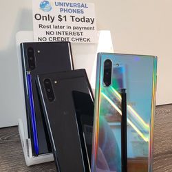 Samsung Galaxy Note 10 256gb  UNLOCKED . NO CREDIT CHECK $1 DOWN PAYMENT OPTION  3 Months Warranty * 30 Days Return *