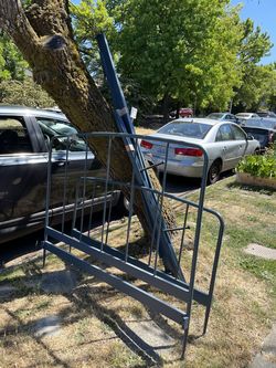 Blue farmhouse Queen bedframe crate and Barrel