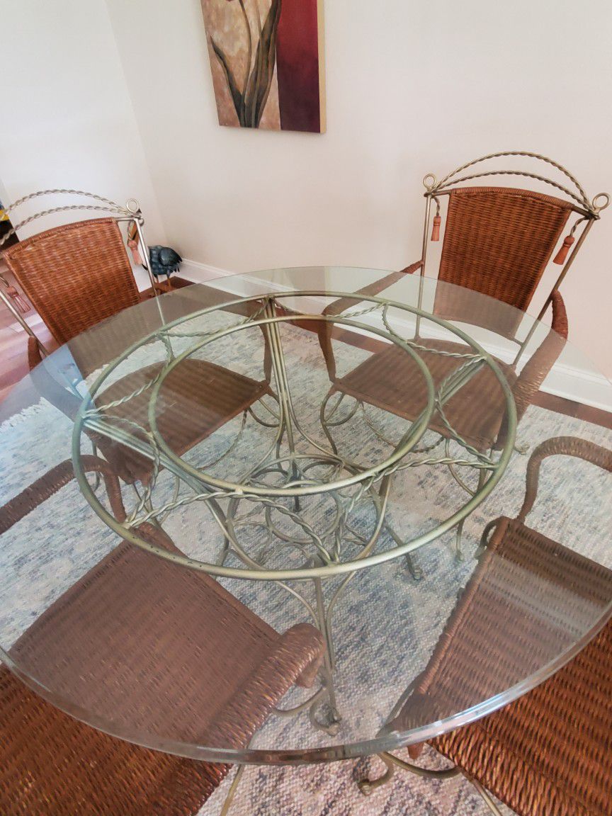 Glass And Iron Kitchen Table