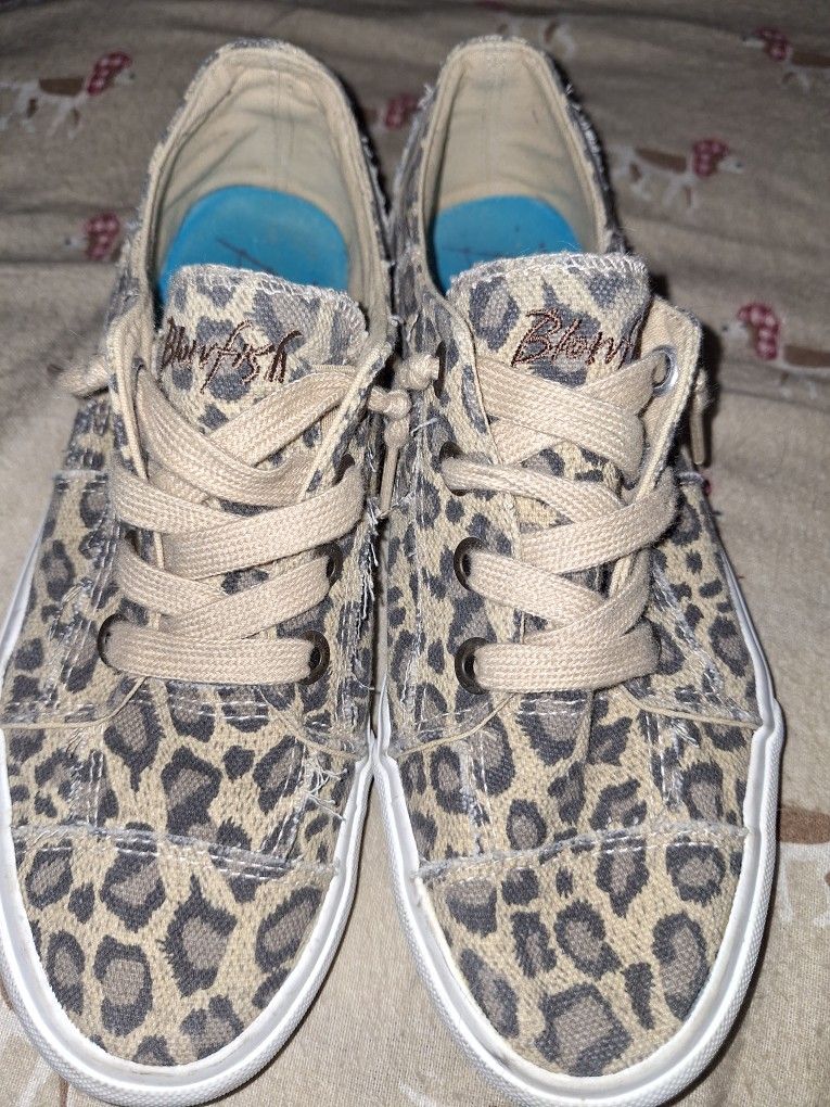 Women's Blowfish Malibu Leopard Print Casual Tennis Shoes Sneaker size 7.5 $20