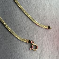 14k Solid Yellow Gold Herringbone Chain