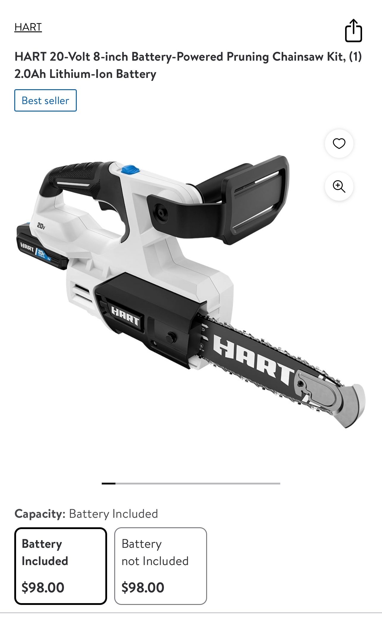 Brand New HART 20 Volt inch Battery Powered Pruning Chainsaw Kit - Main Image